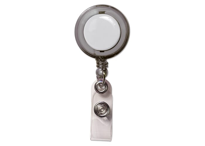 Porte-badge publicitaire transparent et gris